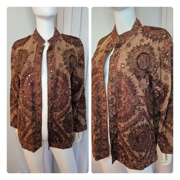 Beautiful Embellished Jacket Made in India 100% Cotton - Picture 3 of 15